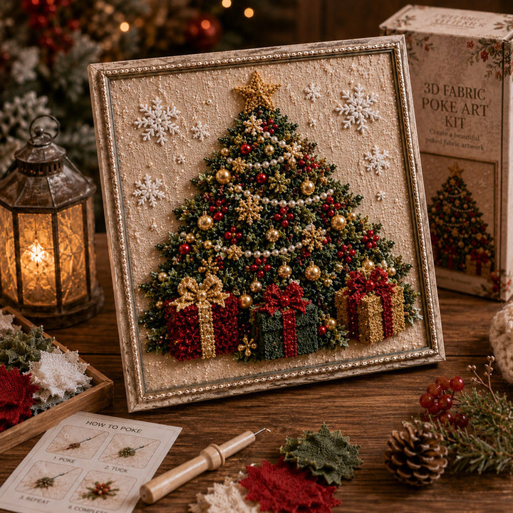 3D fabric poke art Christmas picture in frame