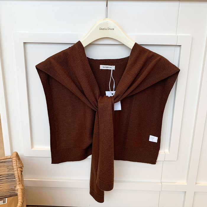 Warmfell Knitted Shoulder Wrap with Tie Front