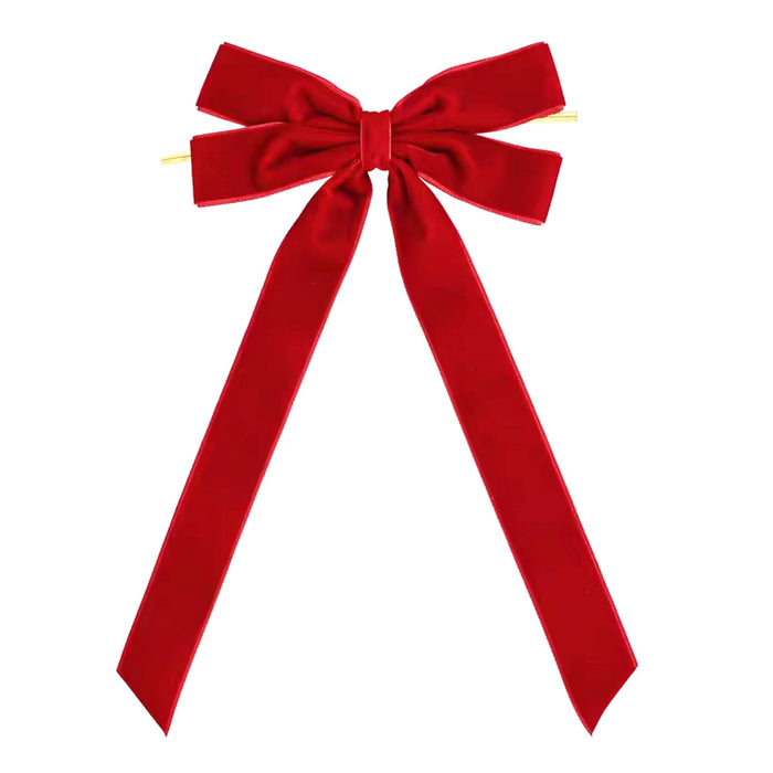 Warmfell Velvet Christmas bow with long tails and gold cord