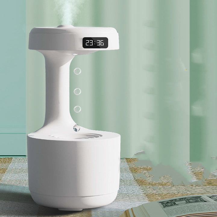 Anti-Gravity Humidifier with Clock – Water Drop Diffuser