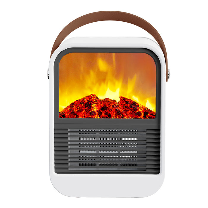 Warmfell Portable Flame Effect Fan Heater with Leather Handle