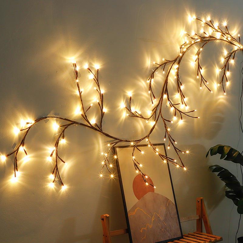Warm white LED branch light on wall