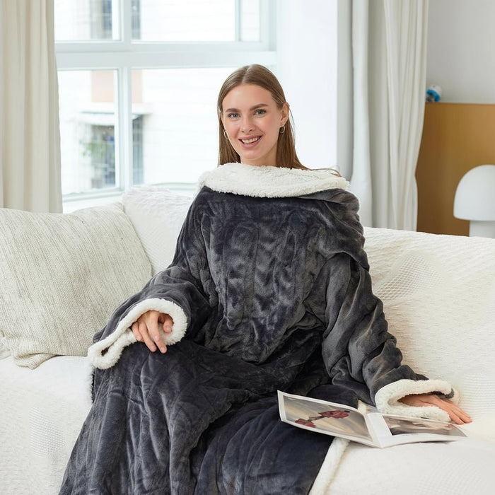 Warmfell™ Heated Wearable Blanket with Sleeves and Foot Pocket