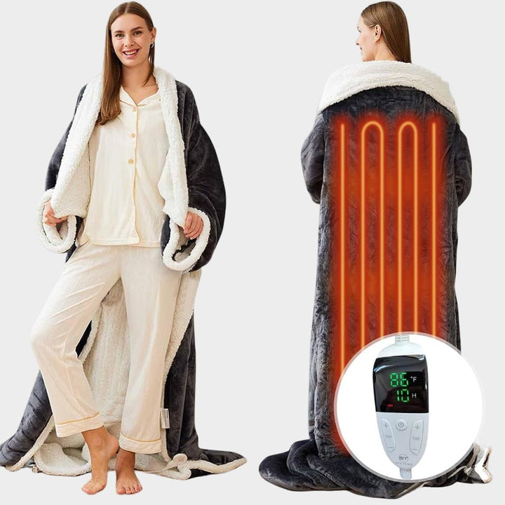 Warmfell™ Heated Wearable Blanket with Sleeves and Foot Pocket