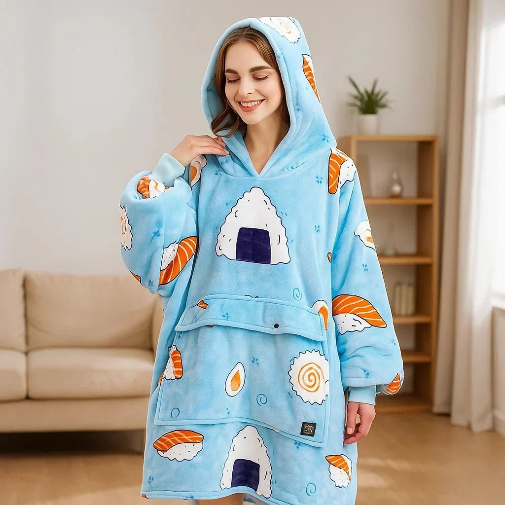Warmfell™ USB Heated Blanket Hoodie in Soft Oversized Flannel