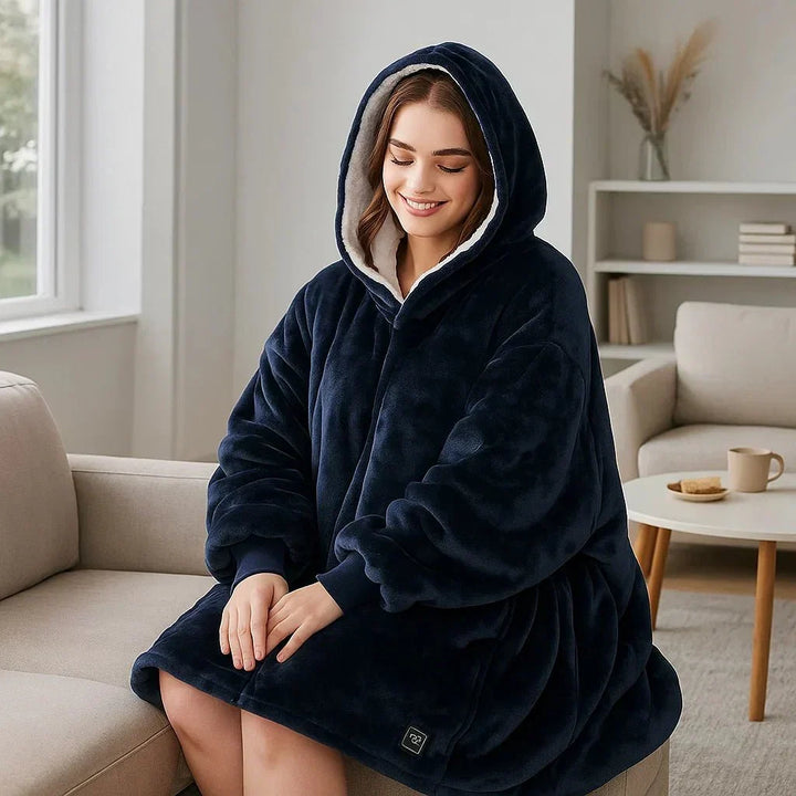Warmfell™ USB Heated Blanket Hoodie in Soft Oversized Flannel