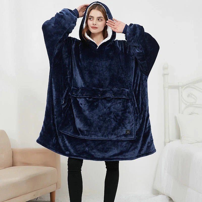 Warmfell™ USB Heated Blanket Hoodie in Soft Oversized Flannel