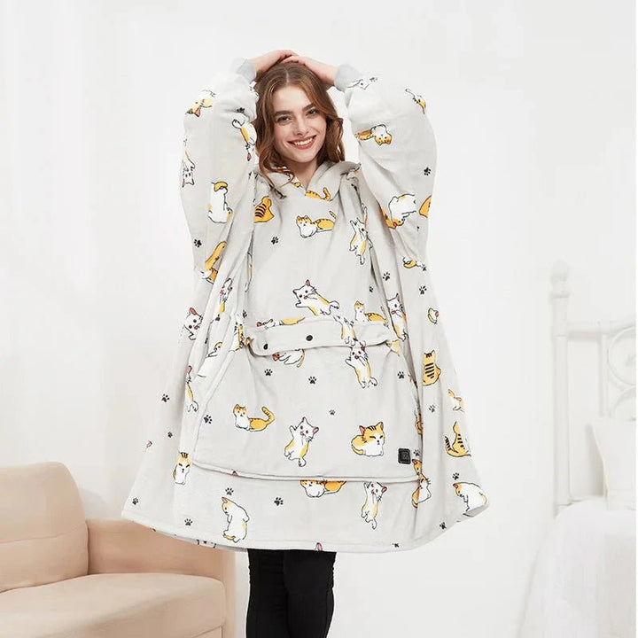 Warmfell™ USB Heated Blanket Hoodie in Soft Oversized Flannel