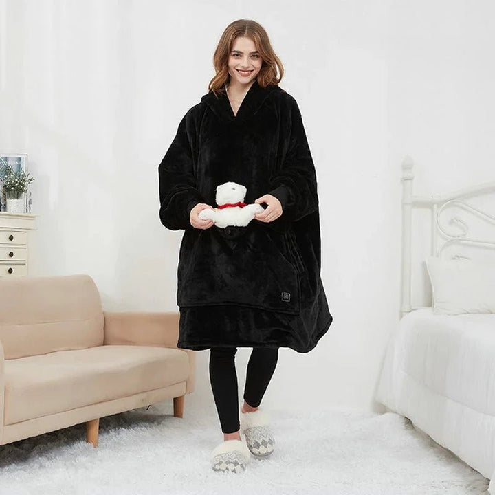 Warmfell™ USB Heated Blanket Hoodie in Soft Oversized Flannel