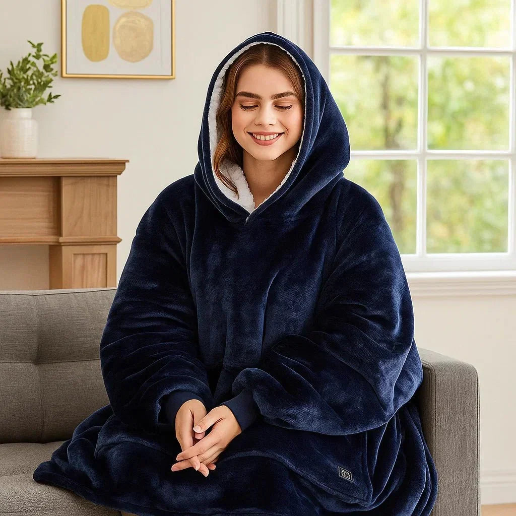 Warmfell™ USB Heated Blanket Hoodie in Soft Oversized Flannel