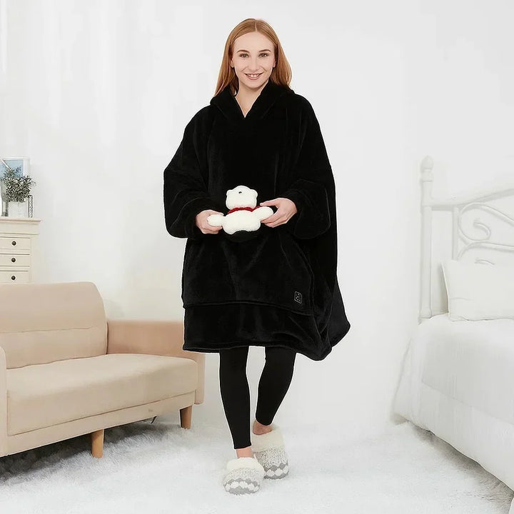 Warmfell™ USB Heated Blanket Hoodie in Soft Oversized Flannel