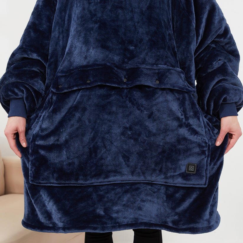 Warmfell™ USB Heated Blanket Hoodie in Soft Oversized Flannel