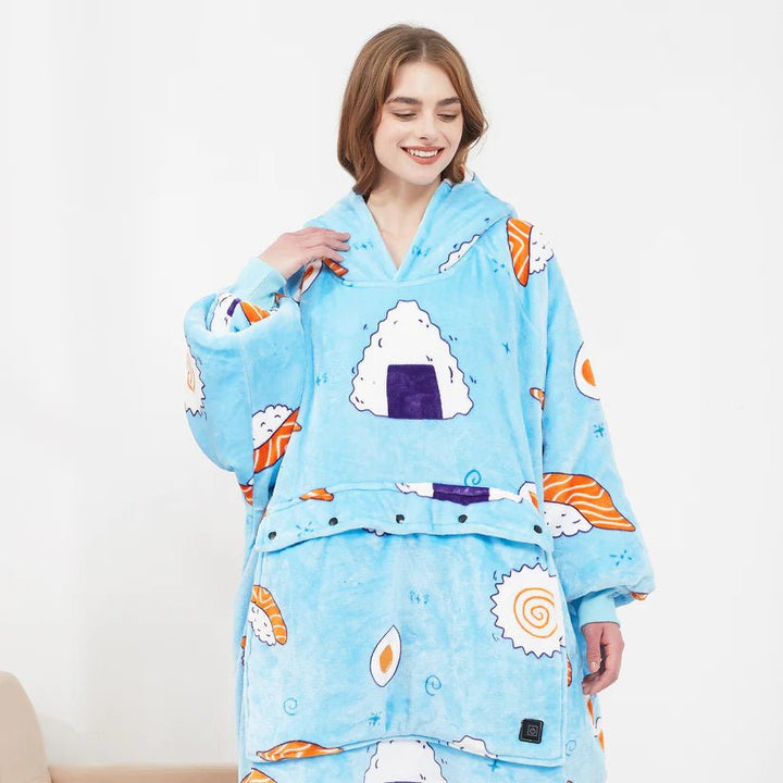 Warmfell™ USB Heated Blanket Hoodie in Soft Oversized Flannel