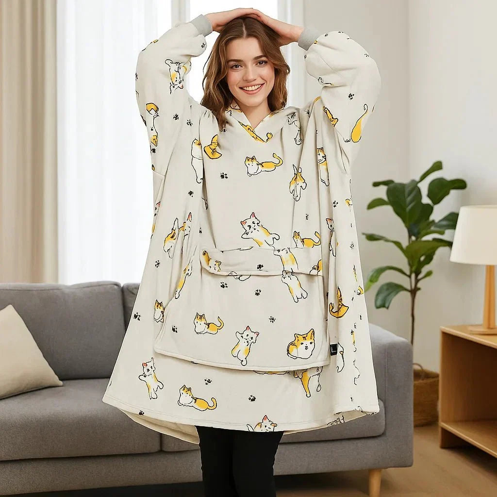 Warmfell™ USB Heated Blanket Hoodie in Soft Oversized Flannel