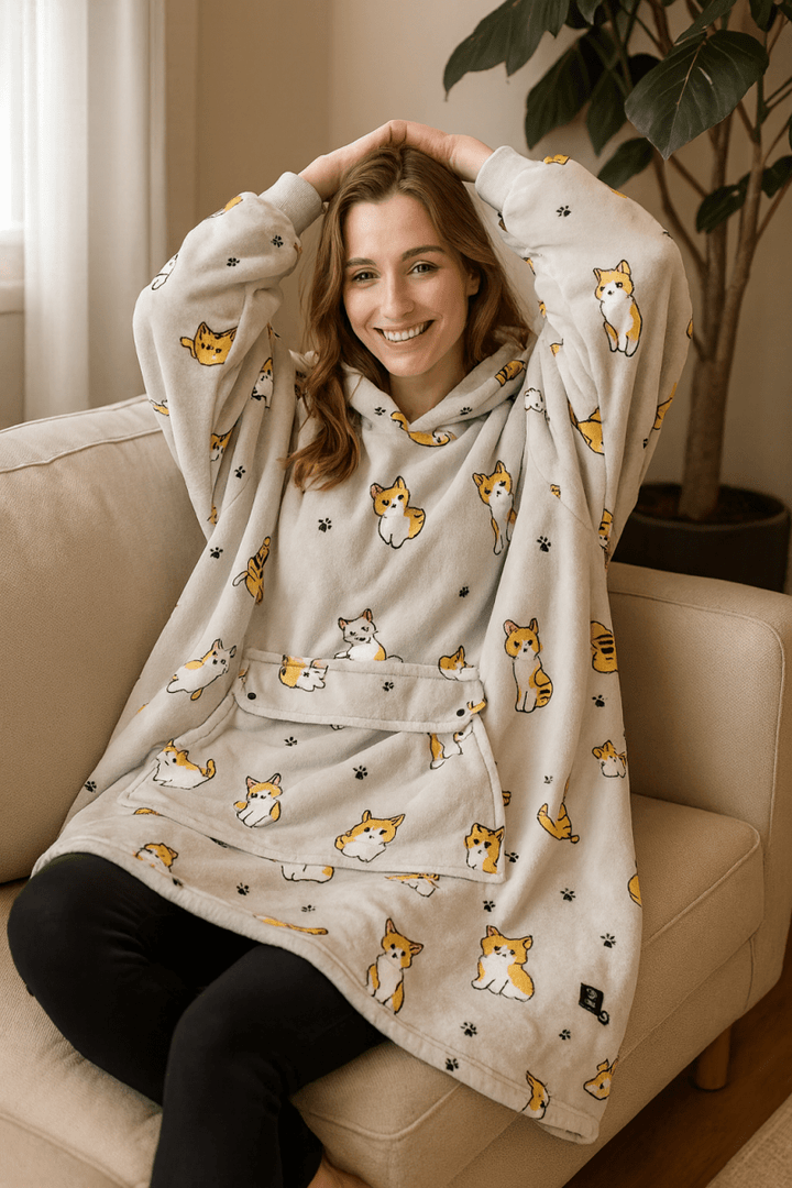 Warmfell™ USB Heated Blanket Hoodie in Soft Oversized Flannel