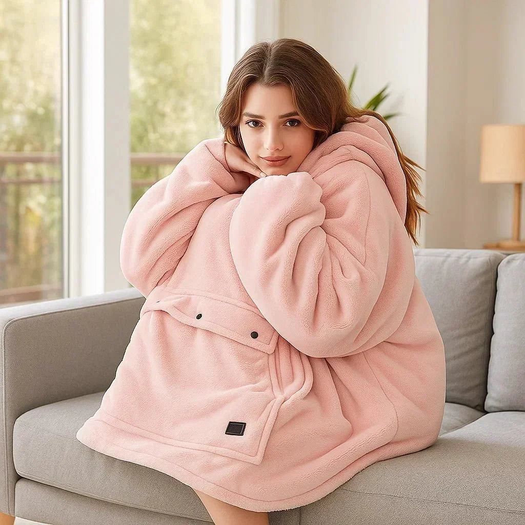 Warmfell™ USB Heated Blanket Hoodie in Soft Oversized Flannel