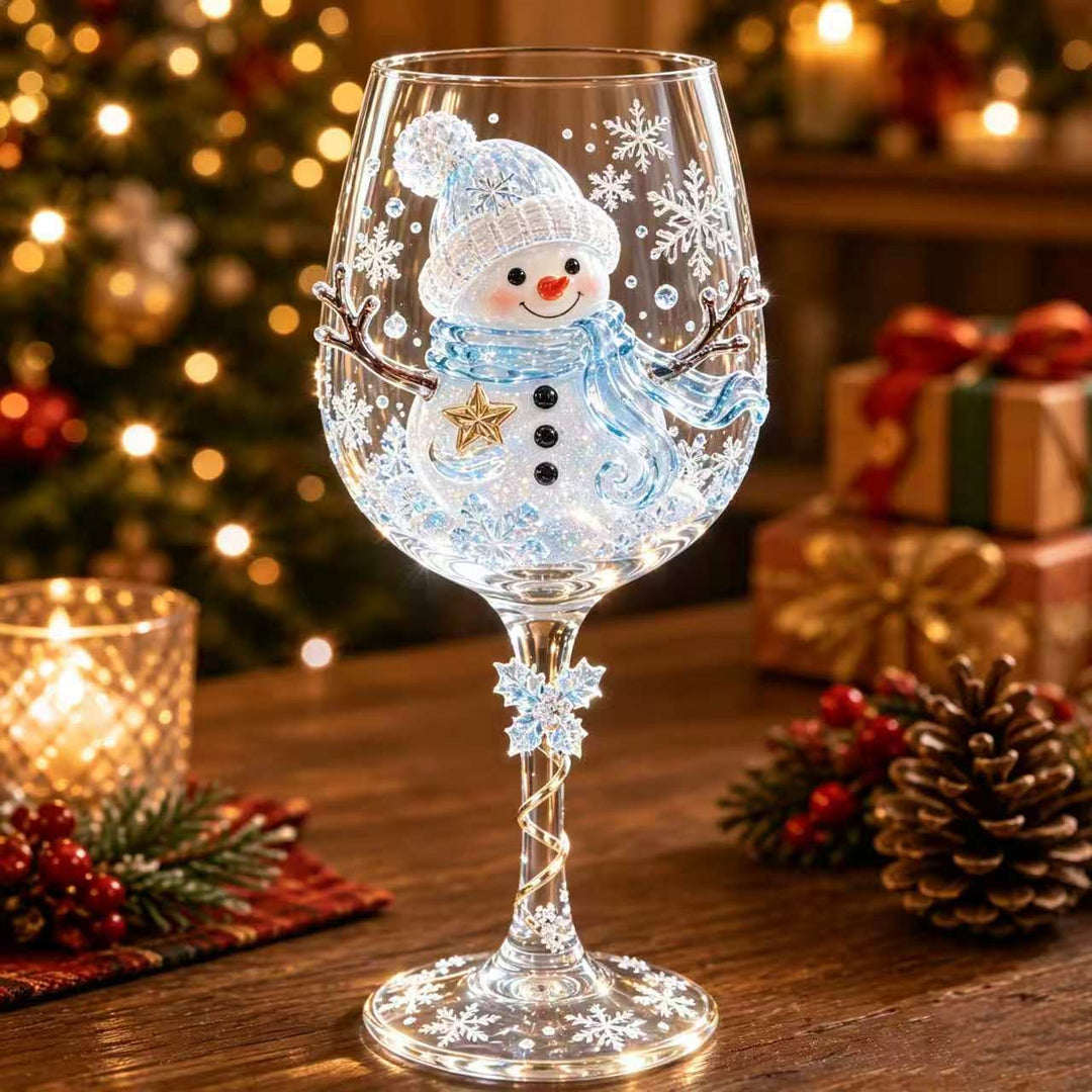 Christmas wine glass with Santa decorated stem