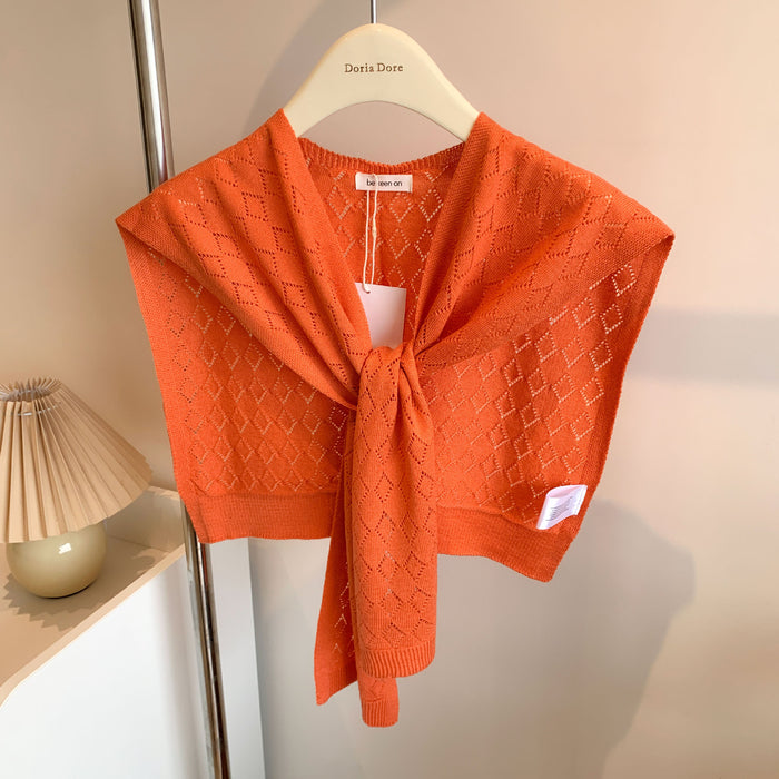 Warmfell Knitted Shoulder Wrap with Tie Front
