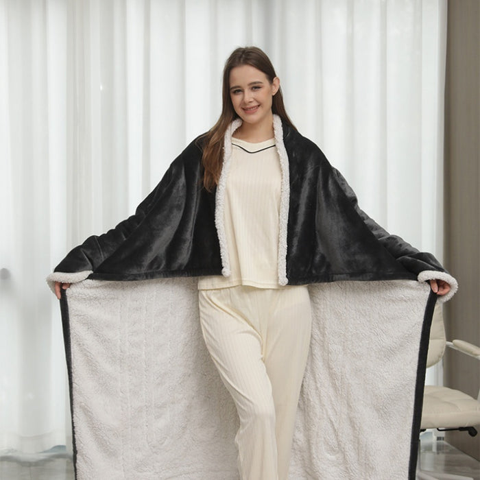 Warmfell Wearable heated blanket with sleeves and foot pocket
