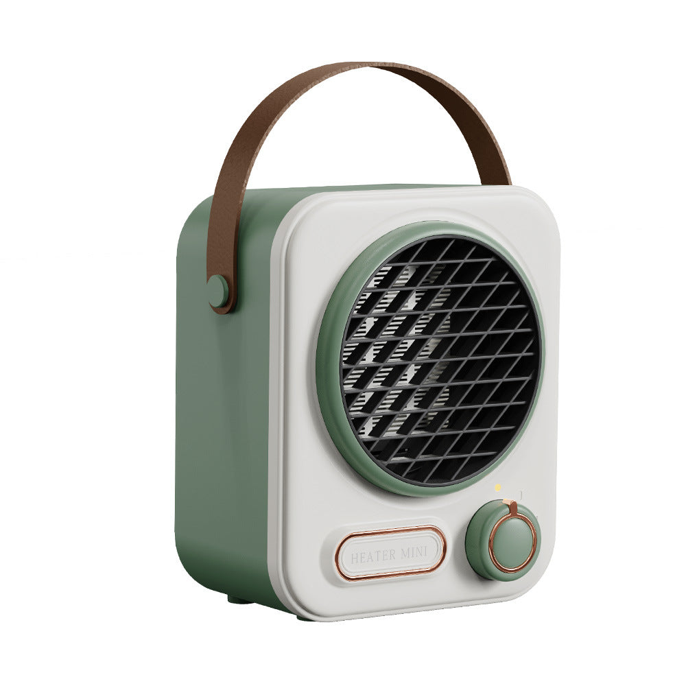 Retro white fan heater with leather handle