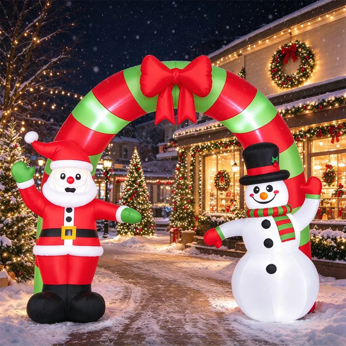 Warmfell Inflatable Christmas Archway with Santa and Snowman