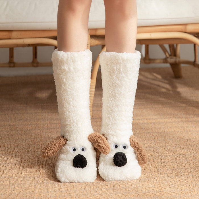 Warmfell Plush Dog Socks with 3D Ears and Grip