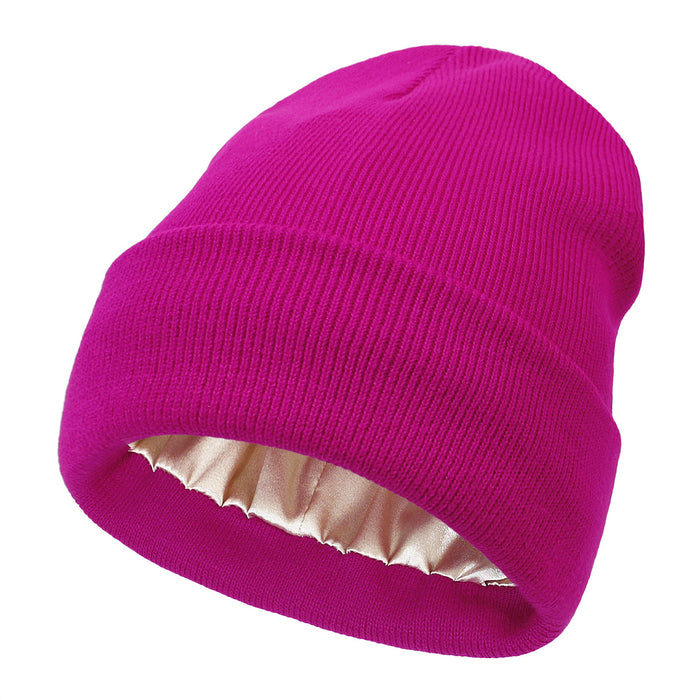Warmfell Satin Lined Cuffed Beanie for Smooth Hair
