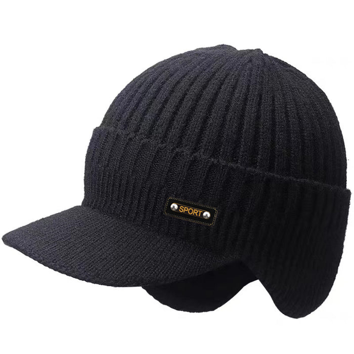 Warmfell Mens Peaked Beanie with Fold Down Ear Flaps