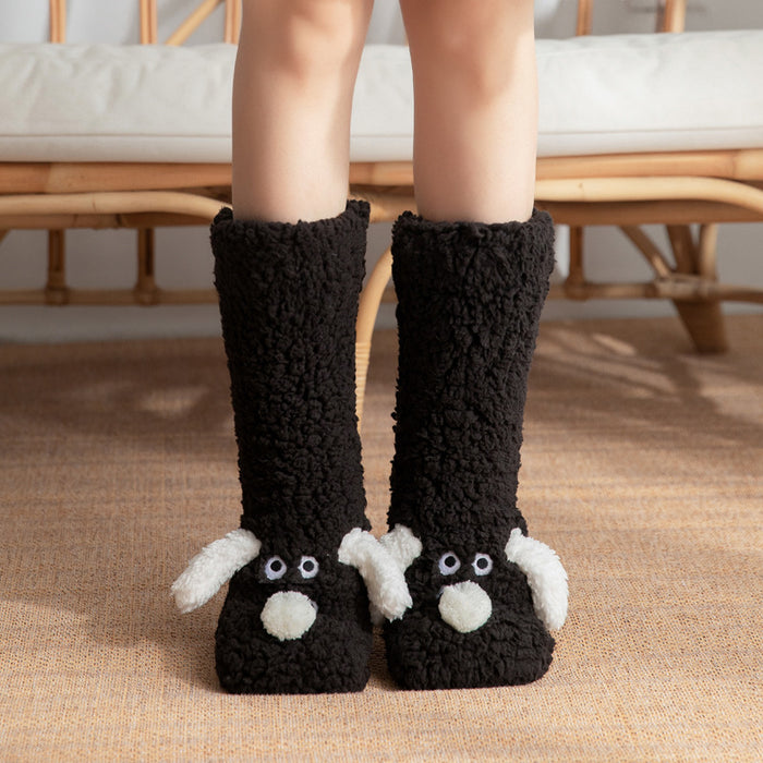 Warmfell Plush Dog Socks with 3D Ears and Grip