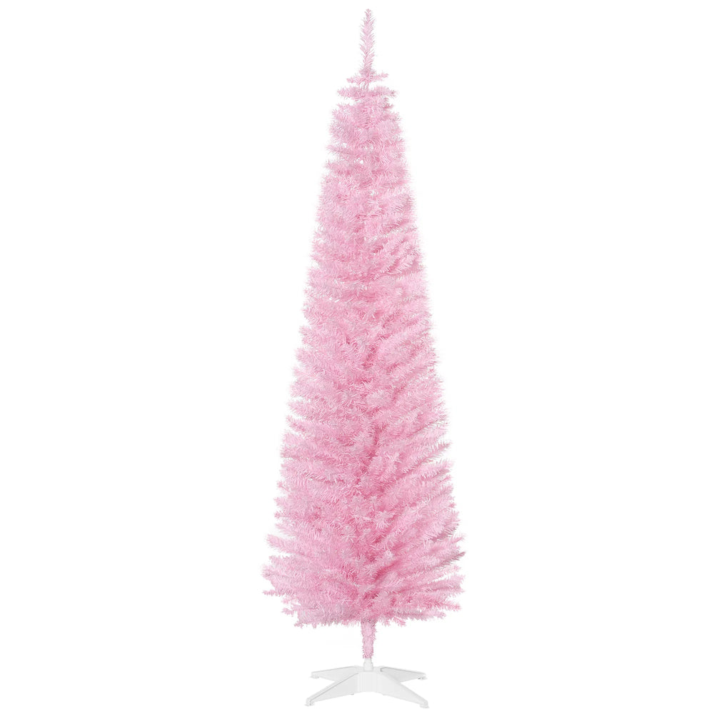 Pink slim pencil Christmas tree, unlit