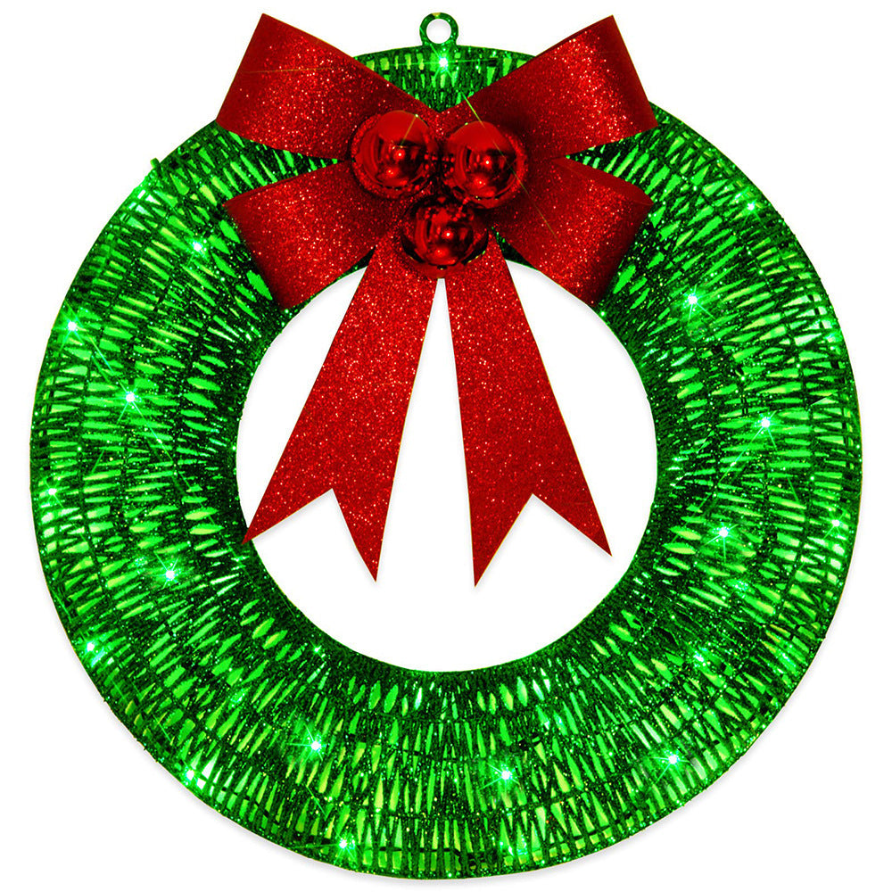 50 cm light-up Christmas wreath with 140 LEDs and big bow