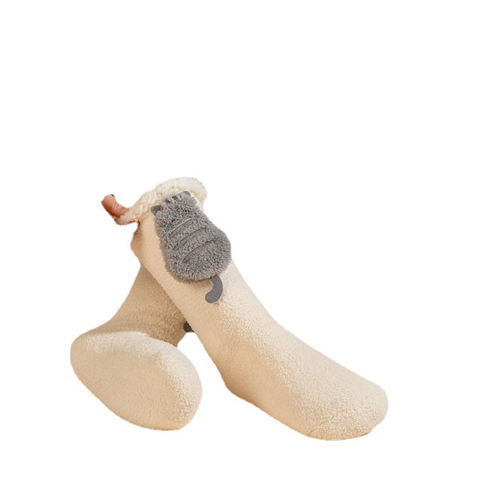 Warmfell Fluffy Heated Socks with 3D Animal on the Cuff