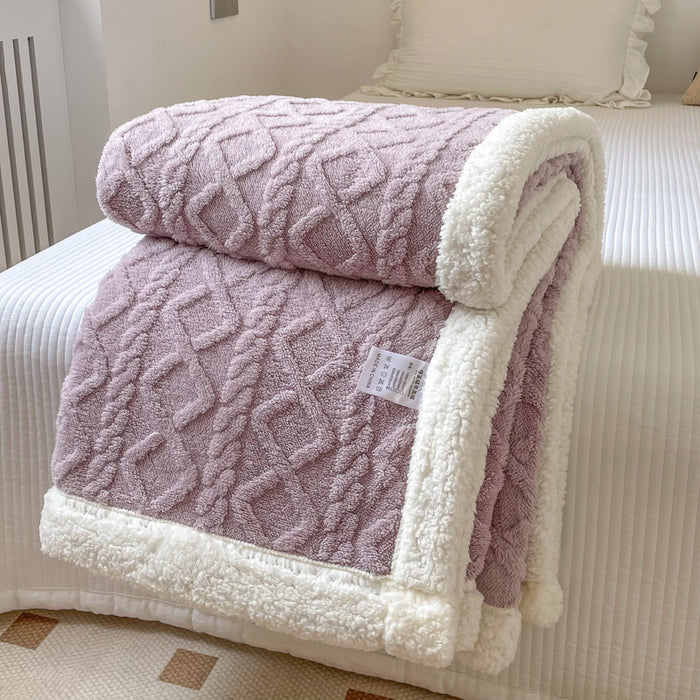 Warmfell Cable-Knit Blanket with Sherpa Fleece Border