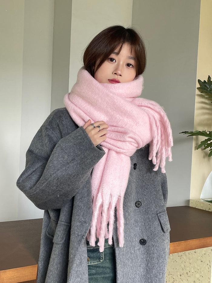 Warmfell Oversized Fluffy Scarf with Long Tassels