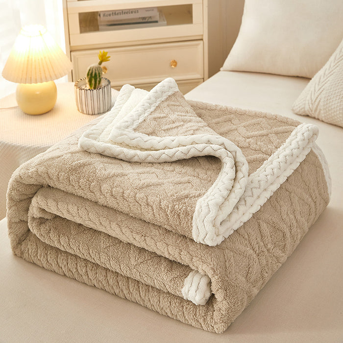 Warmfell Double-Layer Coral Fleece Blanket with Sherpa Reverse