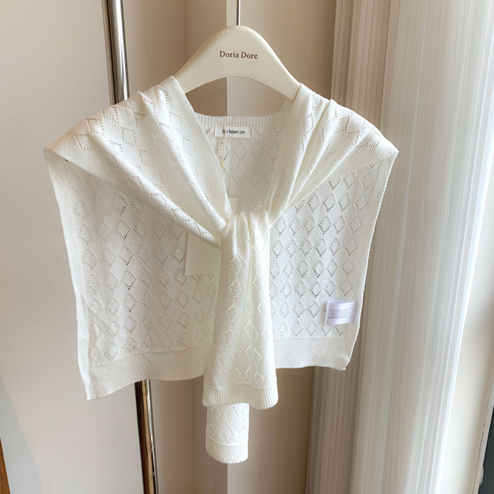 Warmfell Knitted Shoulder Wrap with Tie Front