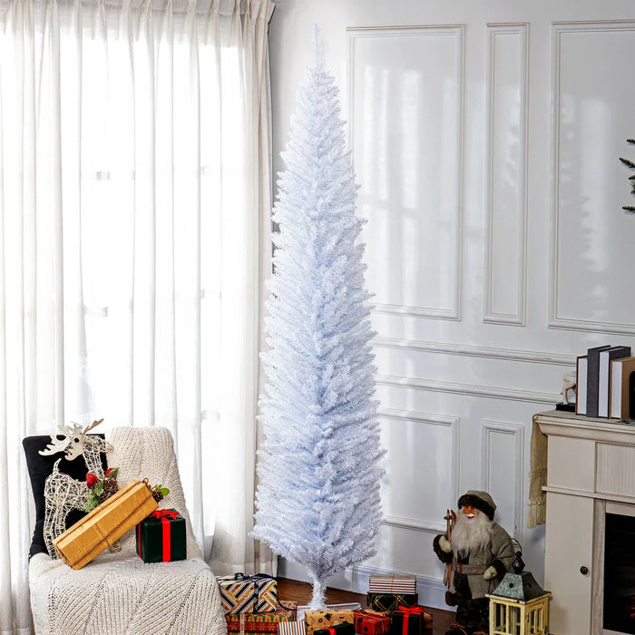Warmfell Tall White Pencil Christmas Tree, 8ft Unlit
