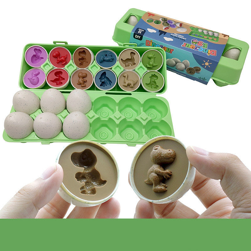 Twelve colourful matching eggs in carton