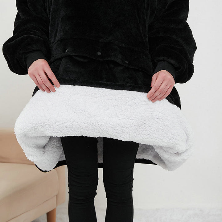 USB Heated Hoodie Blanket – Oversized Flannel and Sherpa
