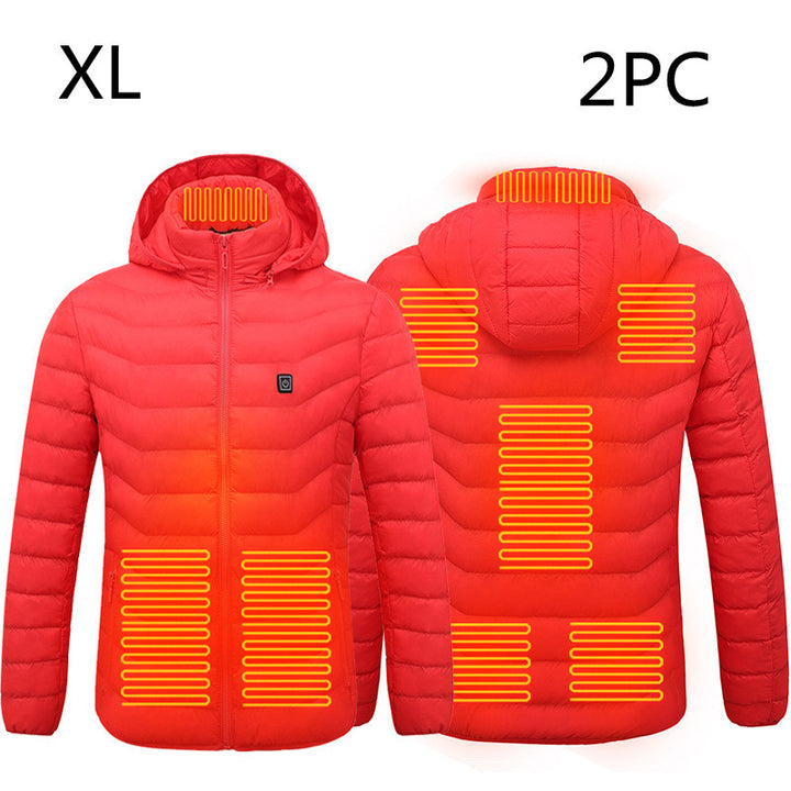 USB Heated Jacket With Hood And 8 Heating Zones, Two-Piece Pack
