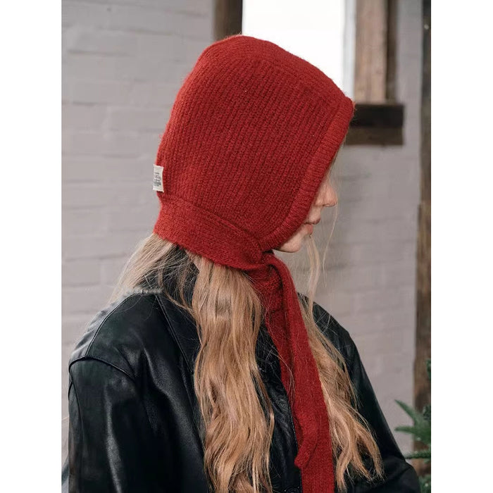 Warmfell Retro knitted balaclava with ear flaps and tie straps