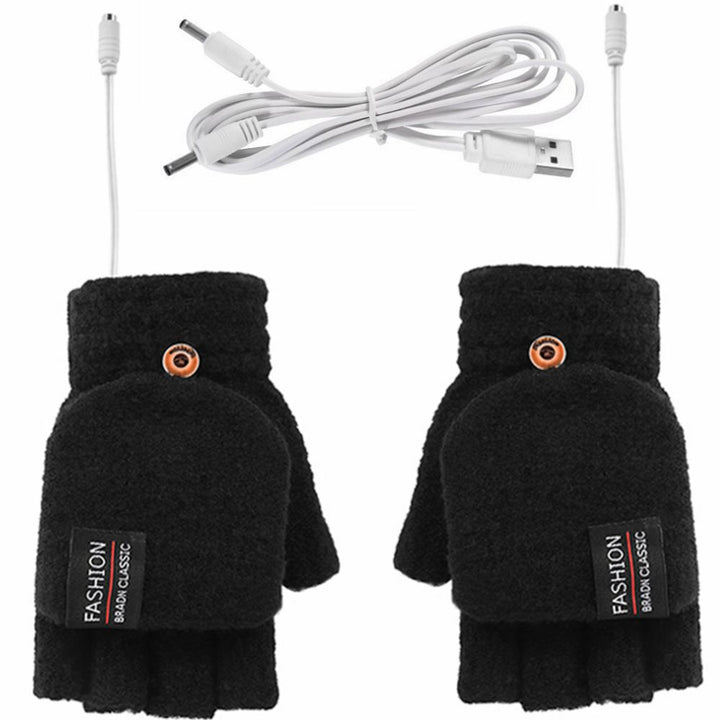 USB Heated Half Finger Gloves With Double-Sided Heating