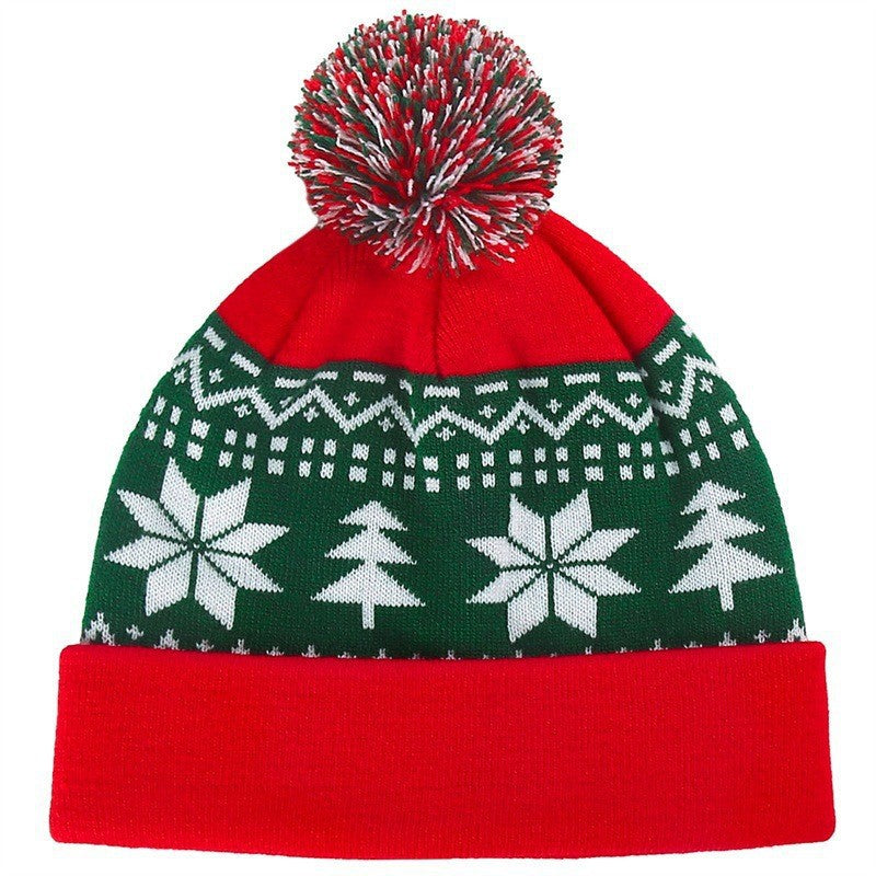 Red Christmas knitted bobble hat with pom-pom