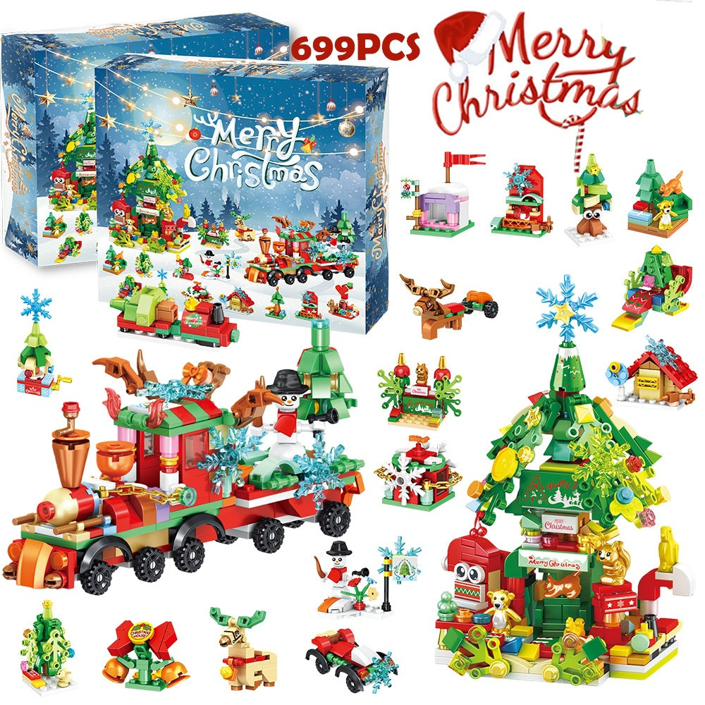 Advent calendar box with brick Christmas train