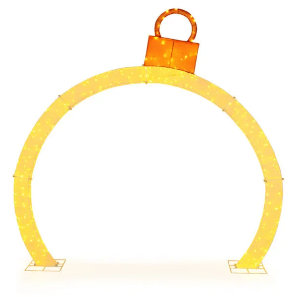Lit Christmas archway with bauble shapes