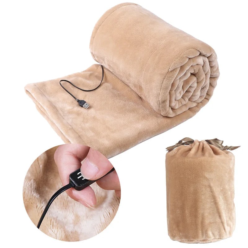 Warmfell™ Plush Fleece USB Heated Blanket with Storage Bag