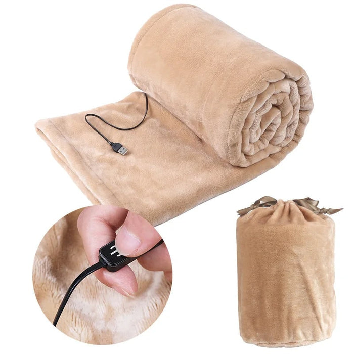 Warmfell™ Plush Fleece USB Heated Blanket with Storage Bag