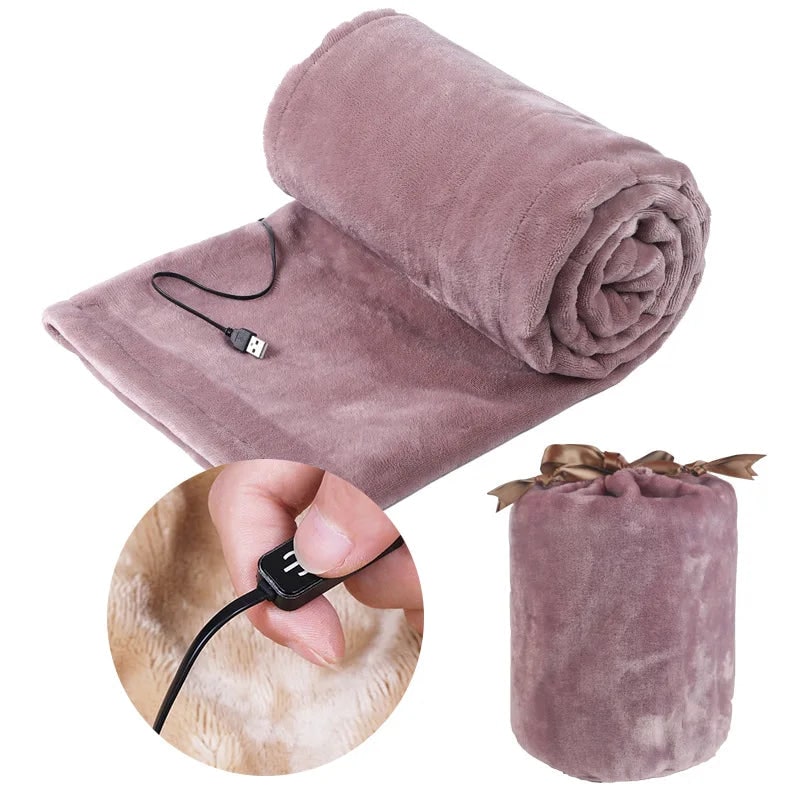 Warmfell™ Plush Fleece USB Heated Blanket with Storage Bag