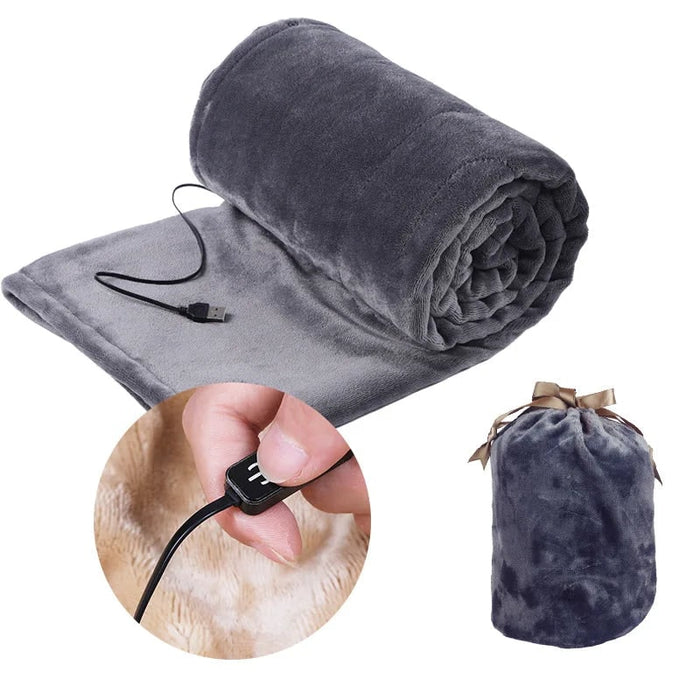 Warmfell™ Plush Fleece USB Heated Blanket with Storage Bag