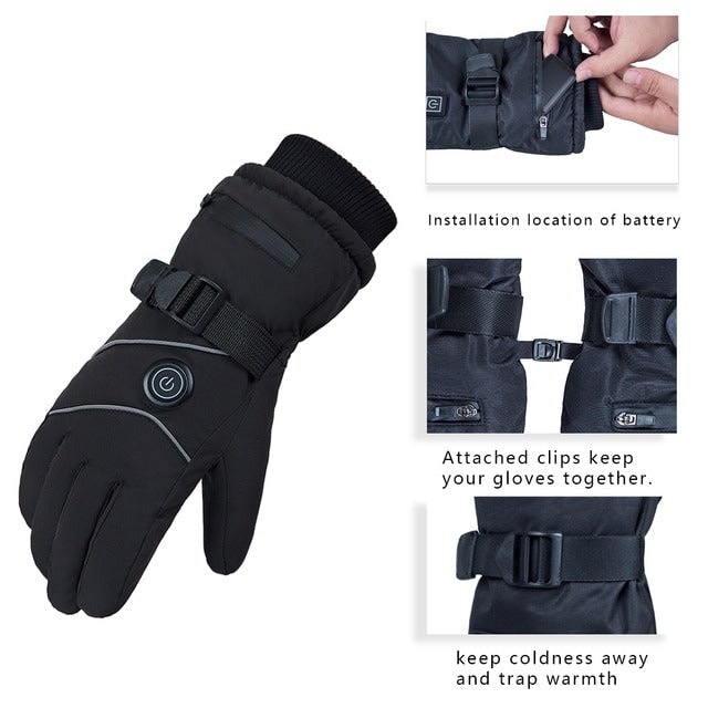 Warmfell™ Rechargeable Heated Gloves with Fleece Lining and 3 Heat Levels